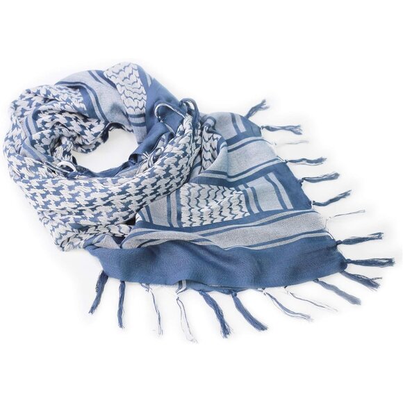 ⚡Men Blue 100% Cotton Military Shemagh Tactical Desert Keffiyeh Scarf Wrap - Picture 2 of 9
